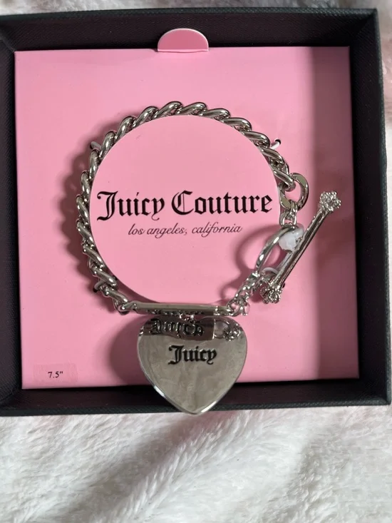 Juicy Couture Y2k Quilted Heart Charm Bracelet - Silver - Picture 2 of 3
